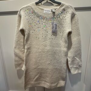The Children's Place Cream Crew Neck Sweater Dress, size S (5-6) NWT